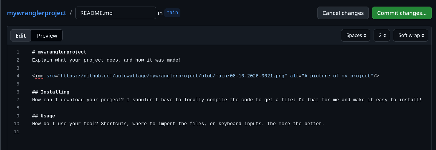Editing page for README.md