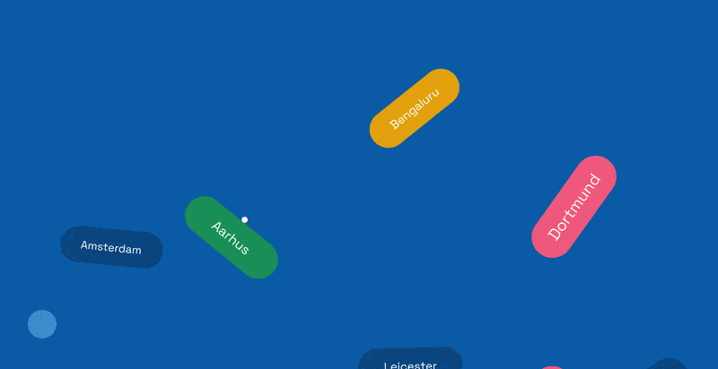 Colorful buttons moving upward on a blue background