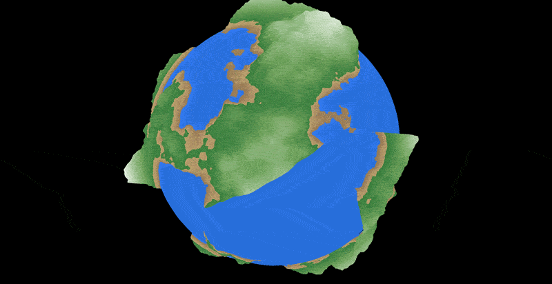 Blue and green planet being generated on a black background